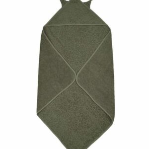 Flot mørkegrønt Pippi badehåndklæde med hætte i farven Deep Lichen Green - køb det hos Minierne.dk