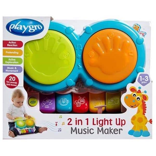 PlayGro 2 i 1 Light Up Music Maker Klaver - Multi | Minierne.dk
