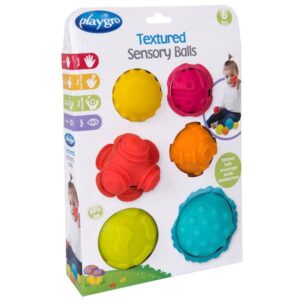 6 stk. sansebolde i forskellige farver, størrelser og teksturer fra PlayGro.