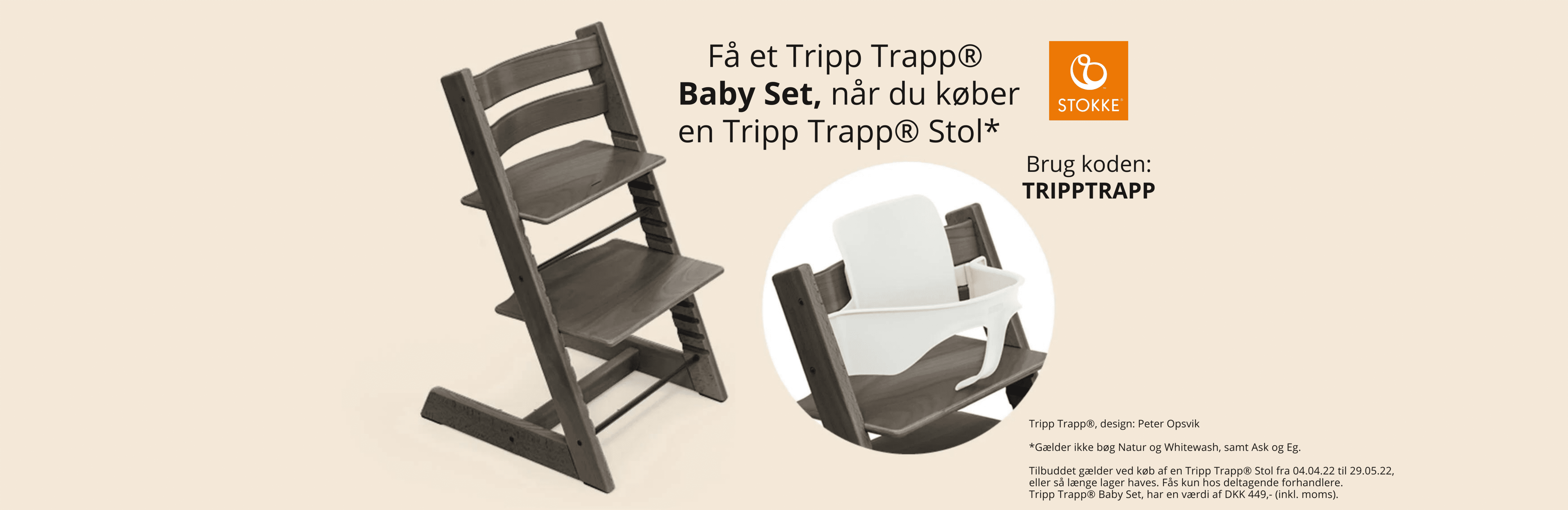 På Minierne.dk kan du lige nu købe en Stokke Tripp Trapp højstol og få et gratis Tripp Trapp baby set med i købet. Køb Tripp Trapp på Minierne.dk.